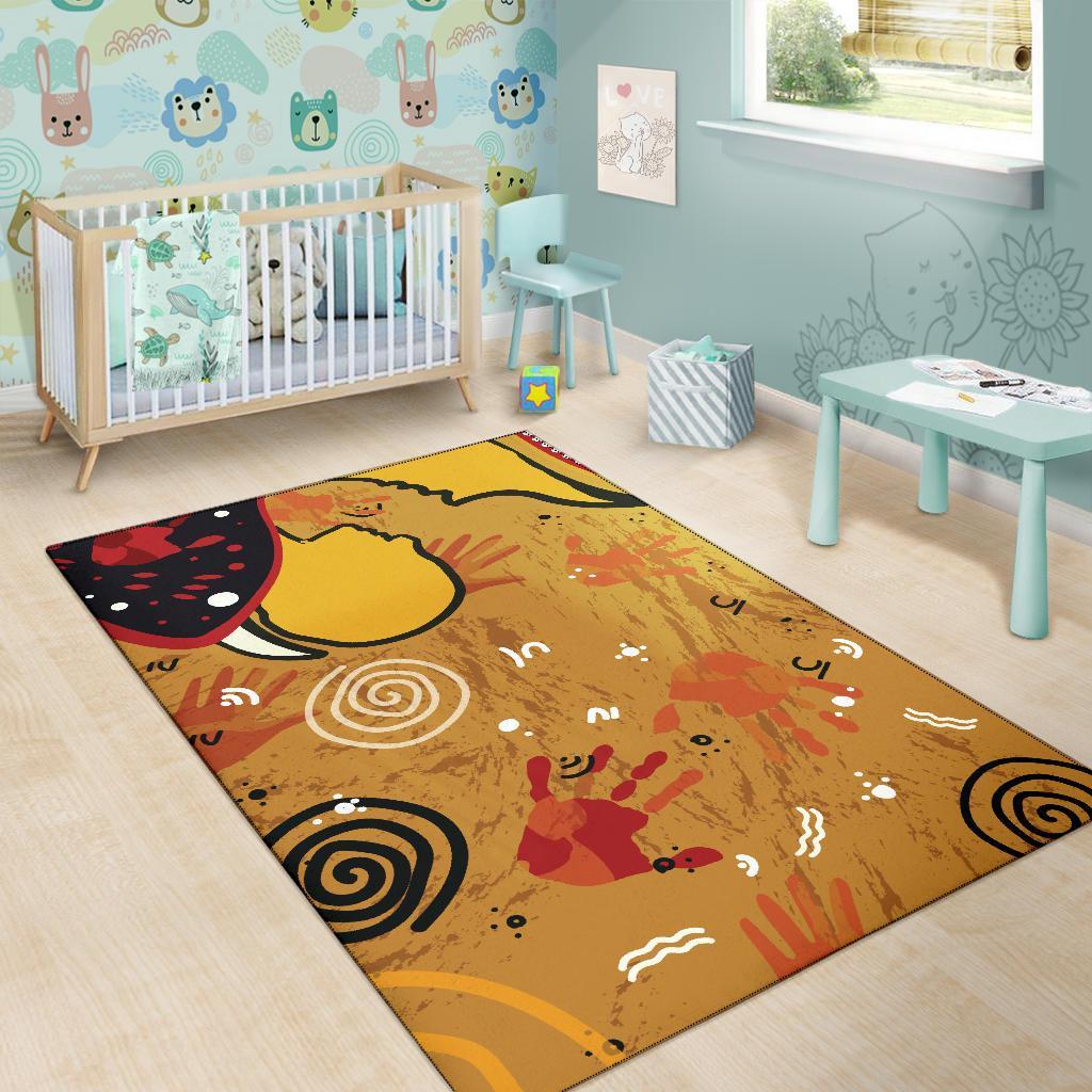 aboriginal-area-rug-mother-and-son-hand-art