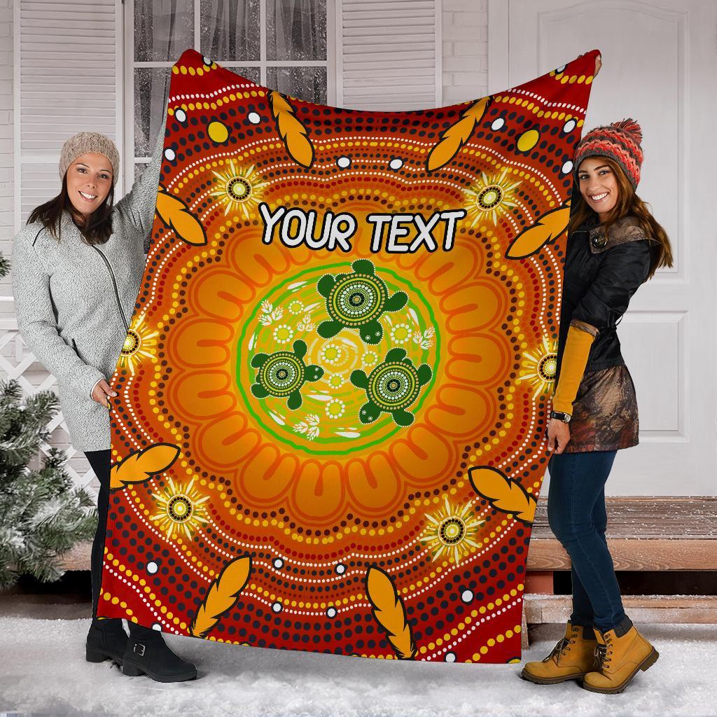 custom-text-aboriginal-premium-blanket-turtle-circle-dot-painting-art