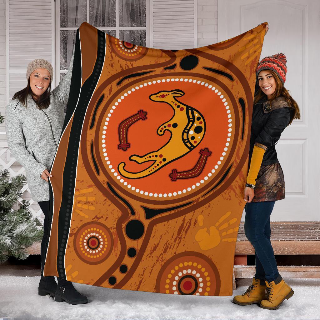 aboriginal-premium-blanket-indigenous-kangaroo-circle-dot-painting