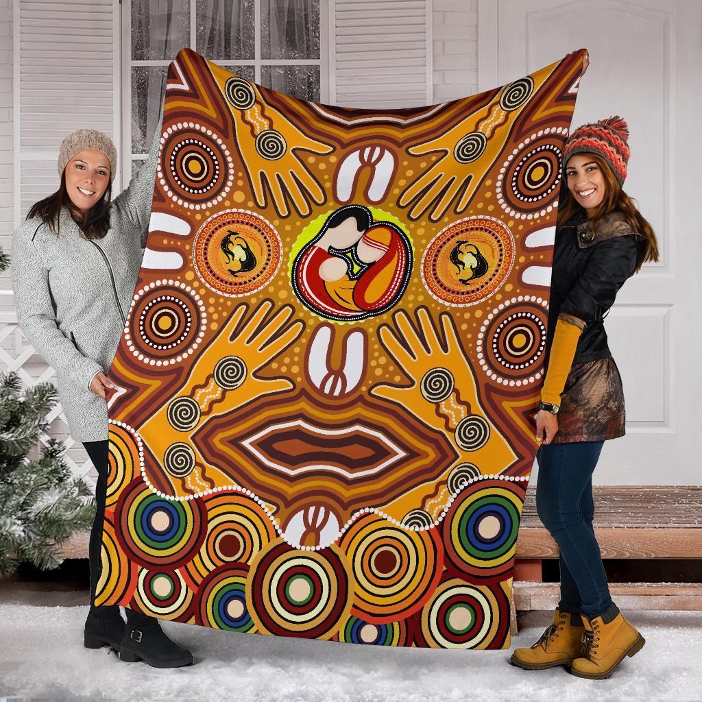 blankets-aboriginal-family-with-dot-painting-art