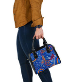 Aboriginal Shoulder Handbags - Indigenous Footprint Patterns Blue Color - Vibe Hoodie