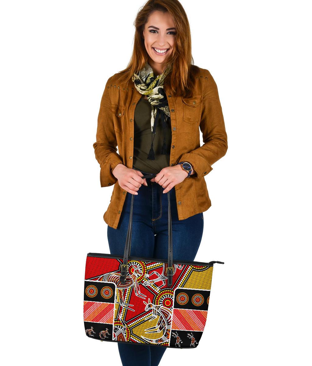 aboriginal-large-leather-tote-bag-kangaroo-dot-painting-patterns