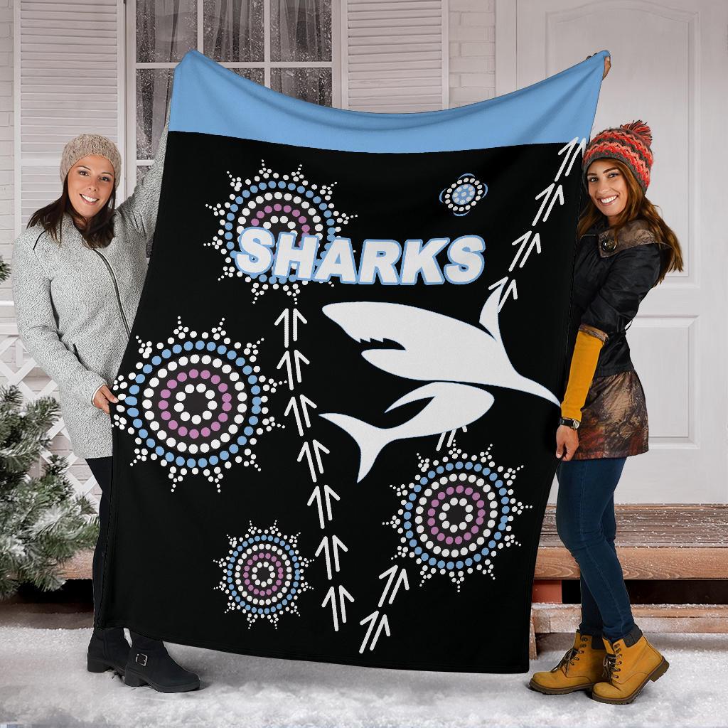 cronulla-premium-blanket-sharks-simple-indigenous-black