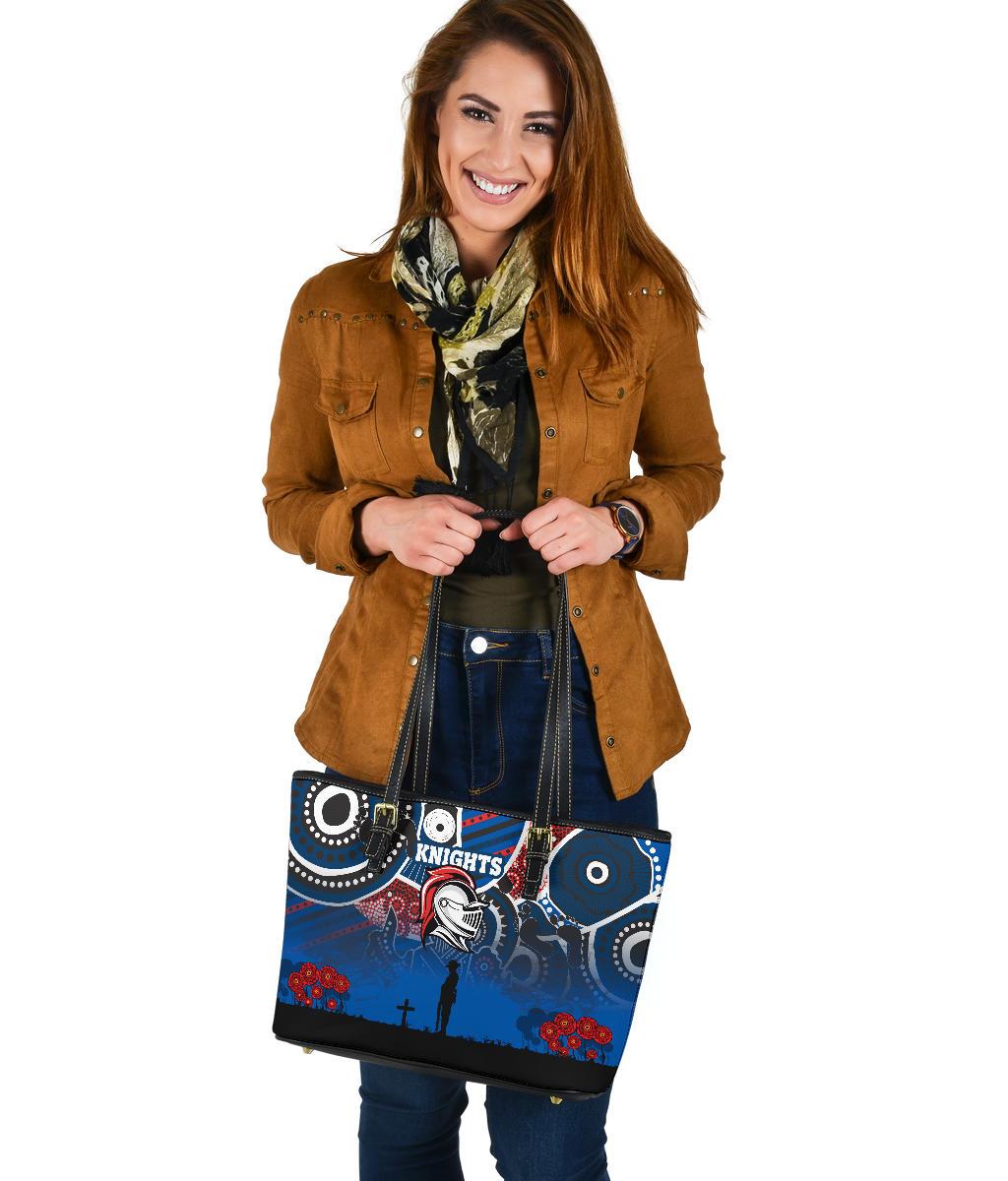 knights-small-leather-tote-newcastle-anzac-day-aboriginal