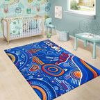 custom-text-aboriginal-area-rugs-indigenous-footprint-patterns-blue-color