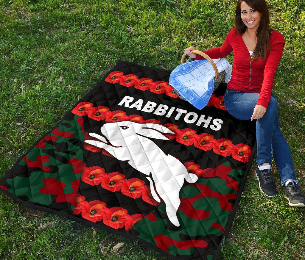 south-sydney-rabbitohs-premium-quilt-anzac-day-poppy-flower-vibes