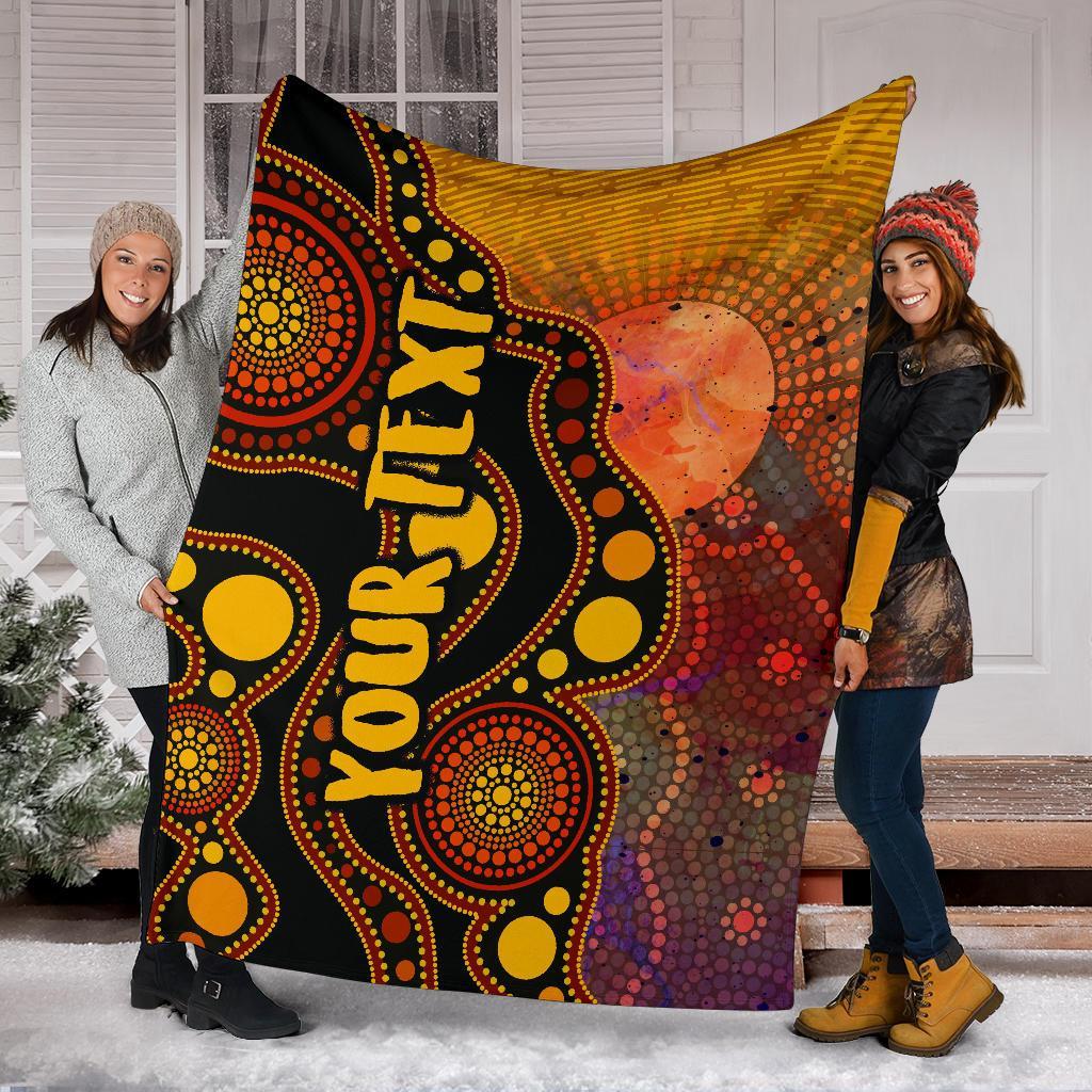 custom-text-aboriginal-premium-blanket-australia-indigenous-flag-circle-dot-painting-art-golden