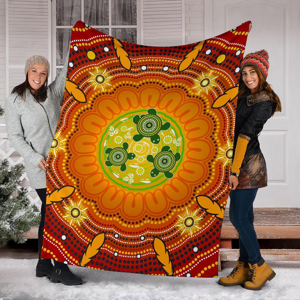 aboriginal-premium-blanket-turtle-circle-dot-painting-art