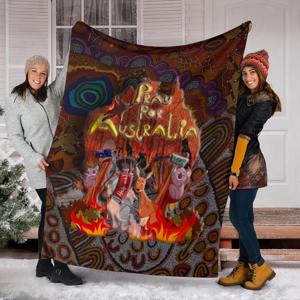pray-for-australia-premium-blanket-aboriginal-pattern-love-australia