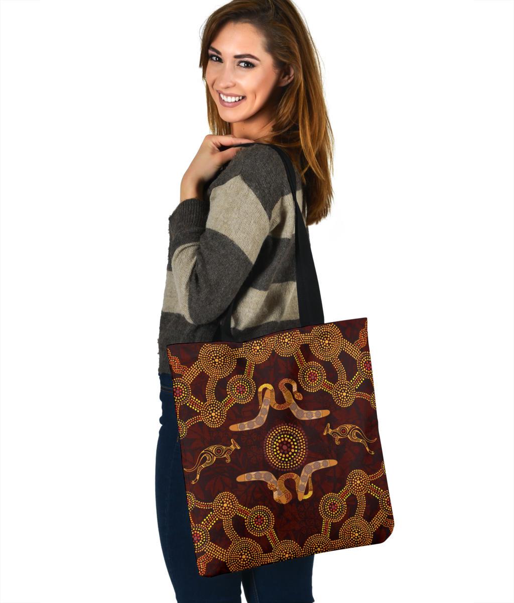 aboriginal-tote-bags-patterns-boomerang-snake-kangaroo