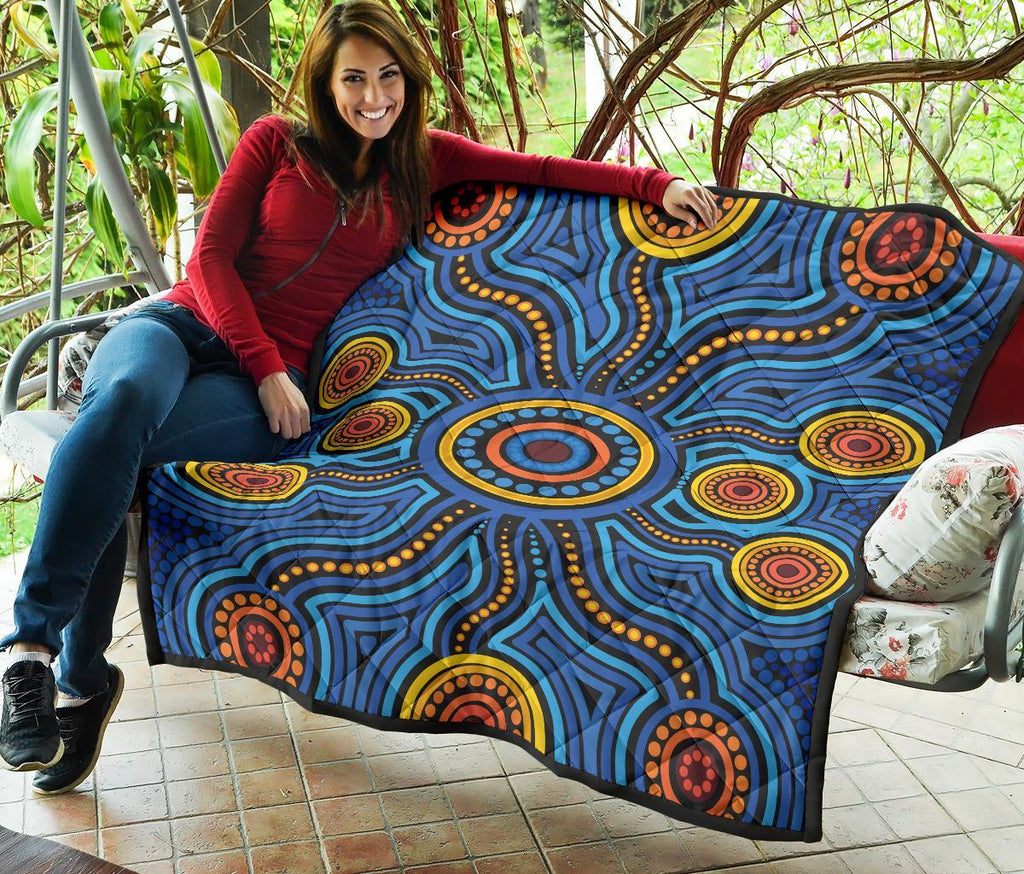 aboriginal-premium-quilt-aboriginal-flower-blue-dot-painting-art