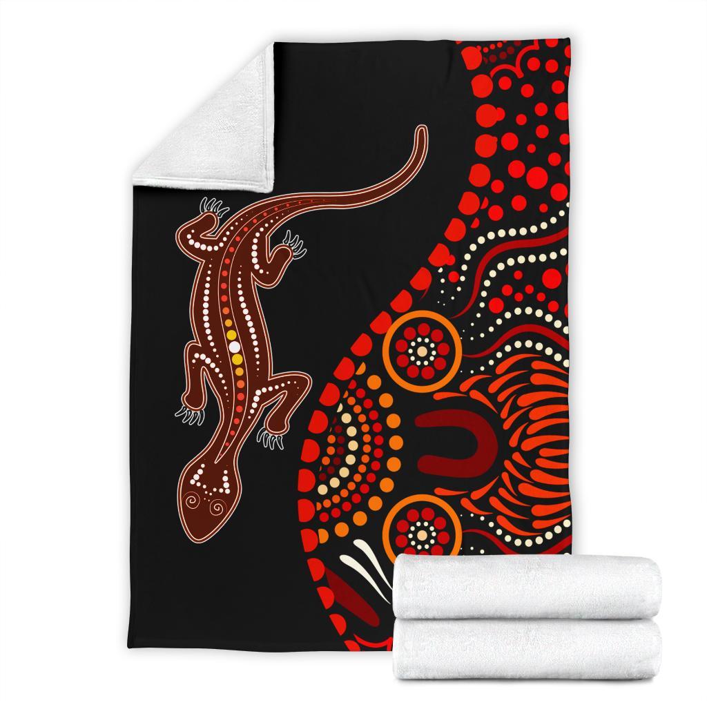 aboriginal-premium-blanket-aboriginal-lizard-with-dot-painting-pattern