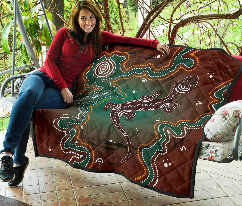 aboriginal-premium-quilt-australia-lizard-brown-dot-painting-art