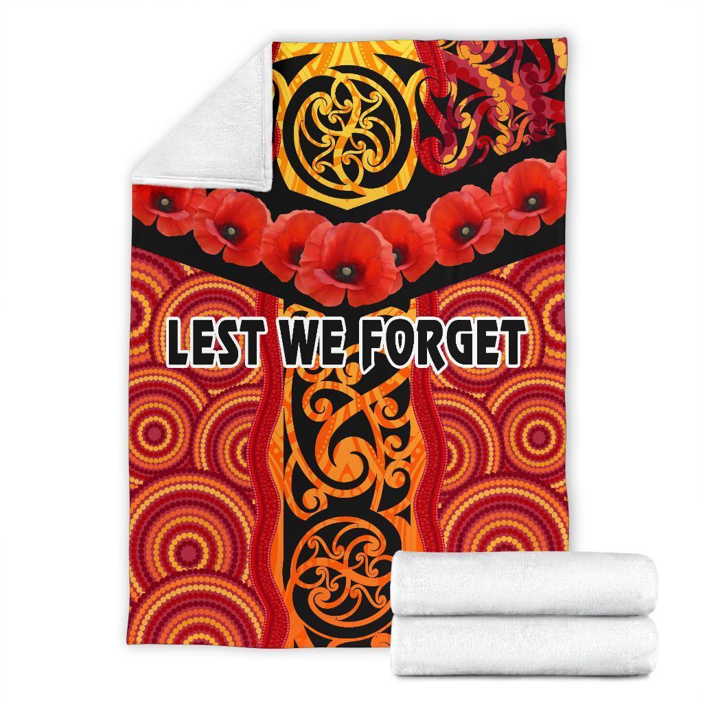 anzac-lest-we-forget-poppy-premium-blanket-new-zealand-maori-silver-fern-australia-aboriginal