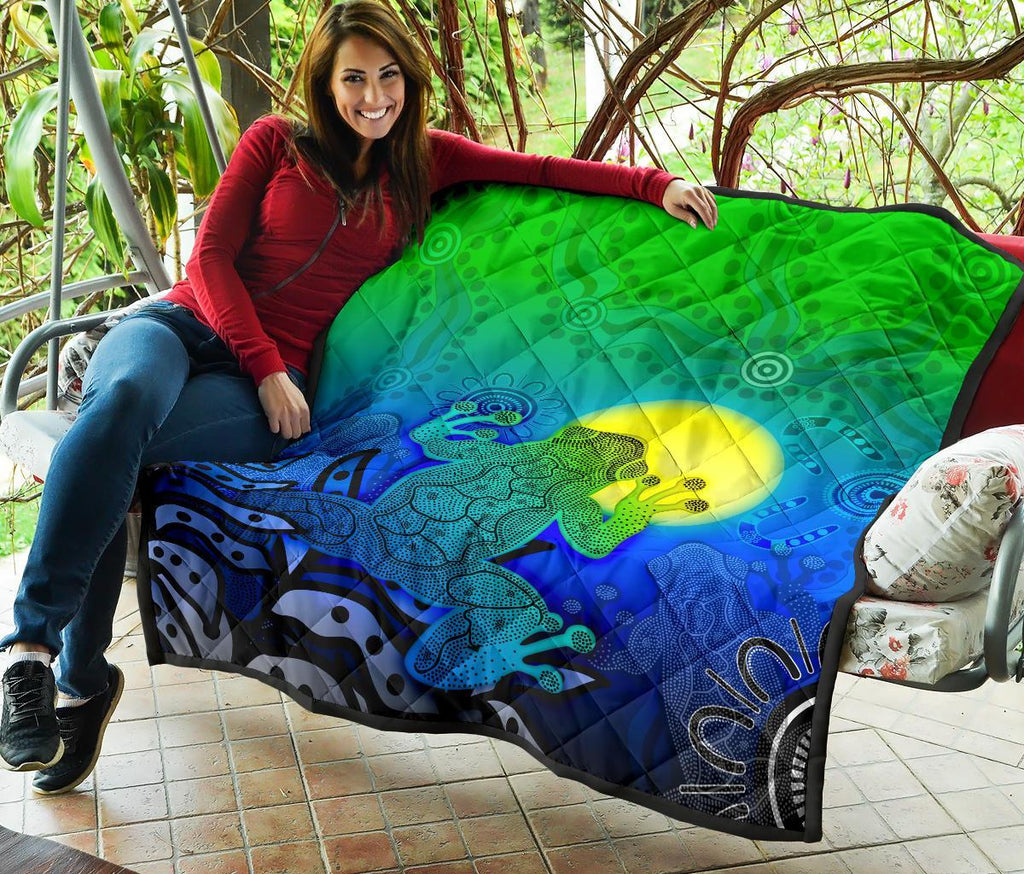 aboriginal-premium-quilt-indigenous-frog-blue