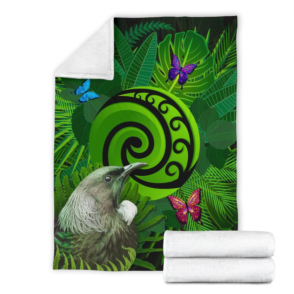 new-zealand-premium-blanket-koru-fern-mix-tui-bird-tropical-floral