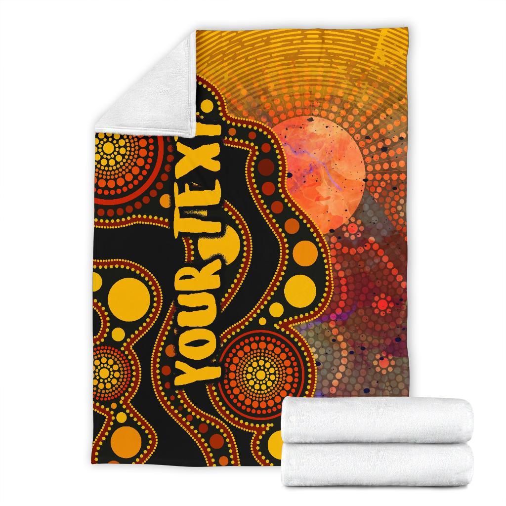 custom-text-aboriginal-premium-blanket-australia-indigenous-flag-circle-dot-painting-art-golden