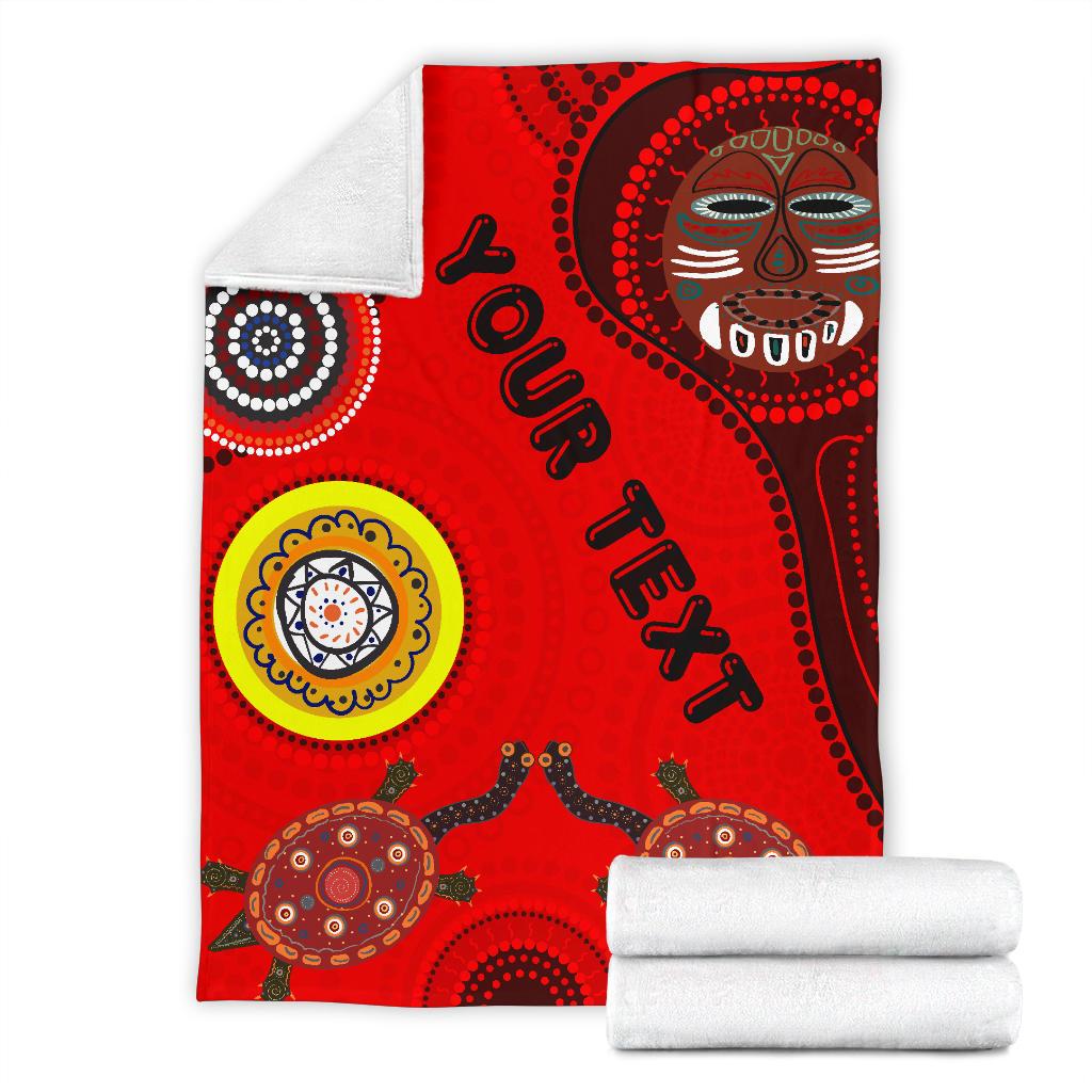 custom-text-premium-blanket-aboriginal-dot-pattern-turtle