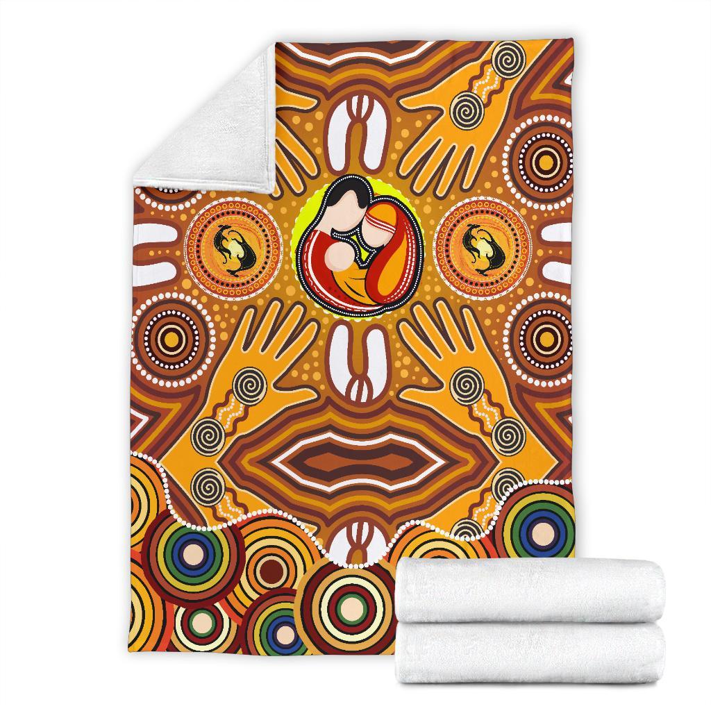 blankets-aboriginal-family-with-dot-painting-art