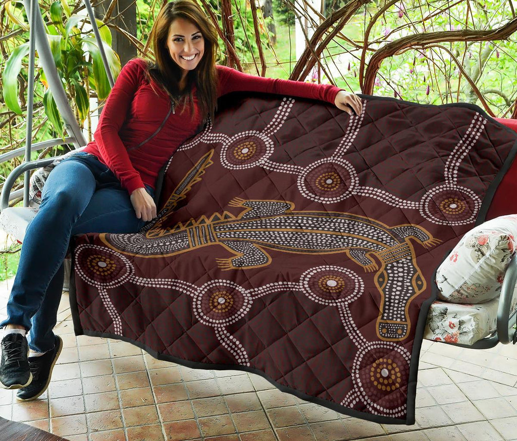 aboriginal-premium-quilt-indigenous-crocodile-brown-color