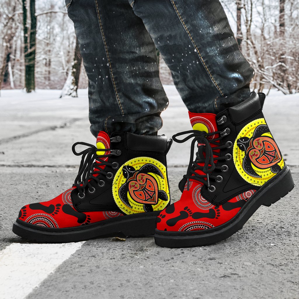 aboriginal-boots-turtle-patterns-footprint-circle-dot-painting-all-season