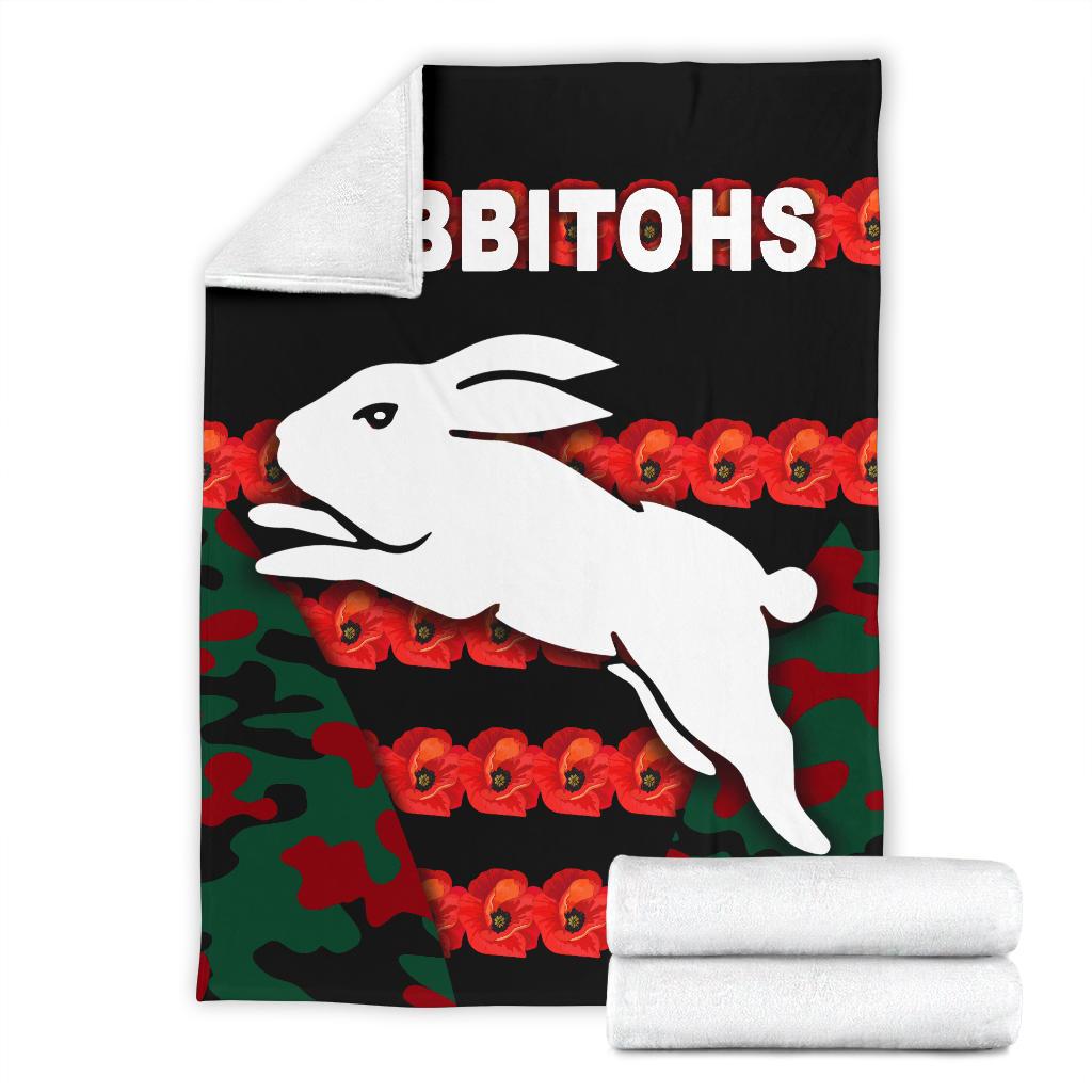 south-sydney-rabbitohs-premium-blanket-anzac-day-poppy-flower-vibes