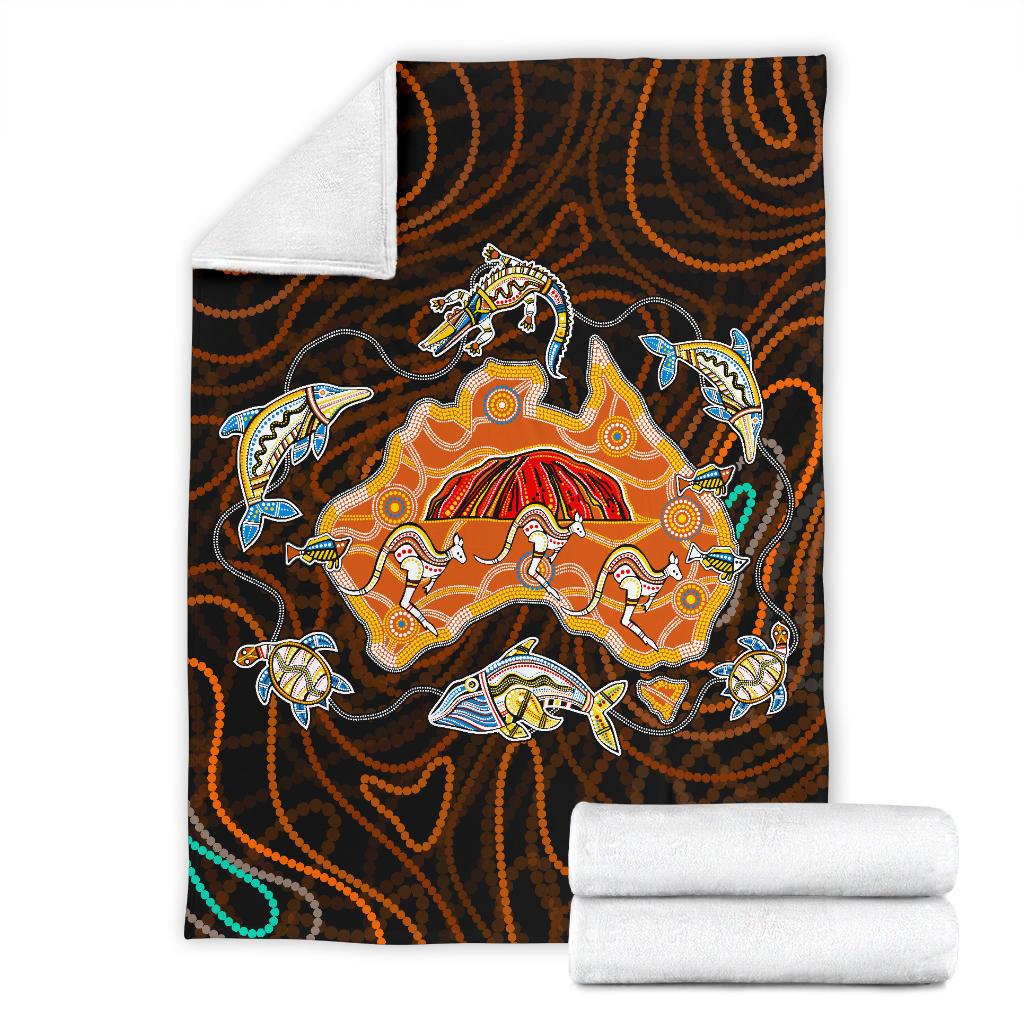 premium-blanket-australia-map-aboriginal-animals-dot-painting-blanket