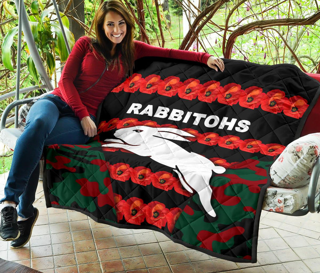 south-sydney-rabbitohs-premium-quilt-anzac-day-poppy-flower-vibes