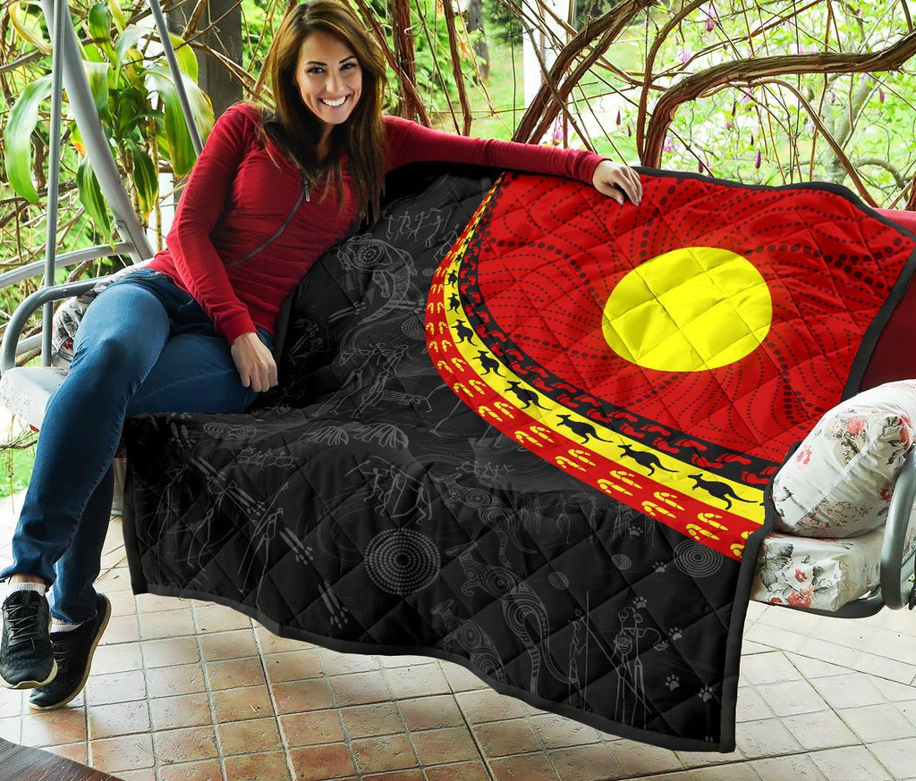 aboriginal-premium-quilt-indigenous-flag-circle-dot-painting