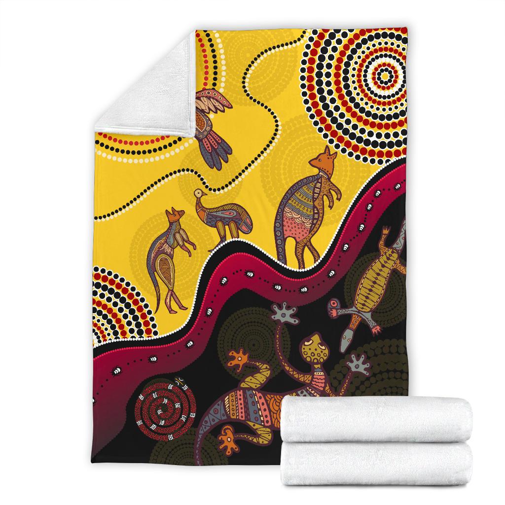 aboriginal-premium-blanket-indigenous-animals-life-art