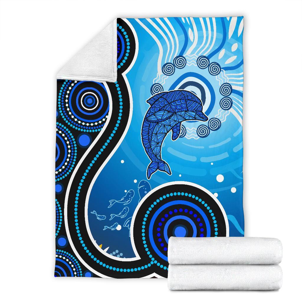 aboriginal-premium-blanket-dolphin-and-aboriginal-dot-patterns