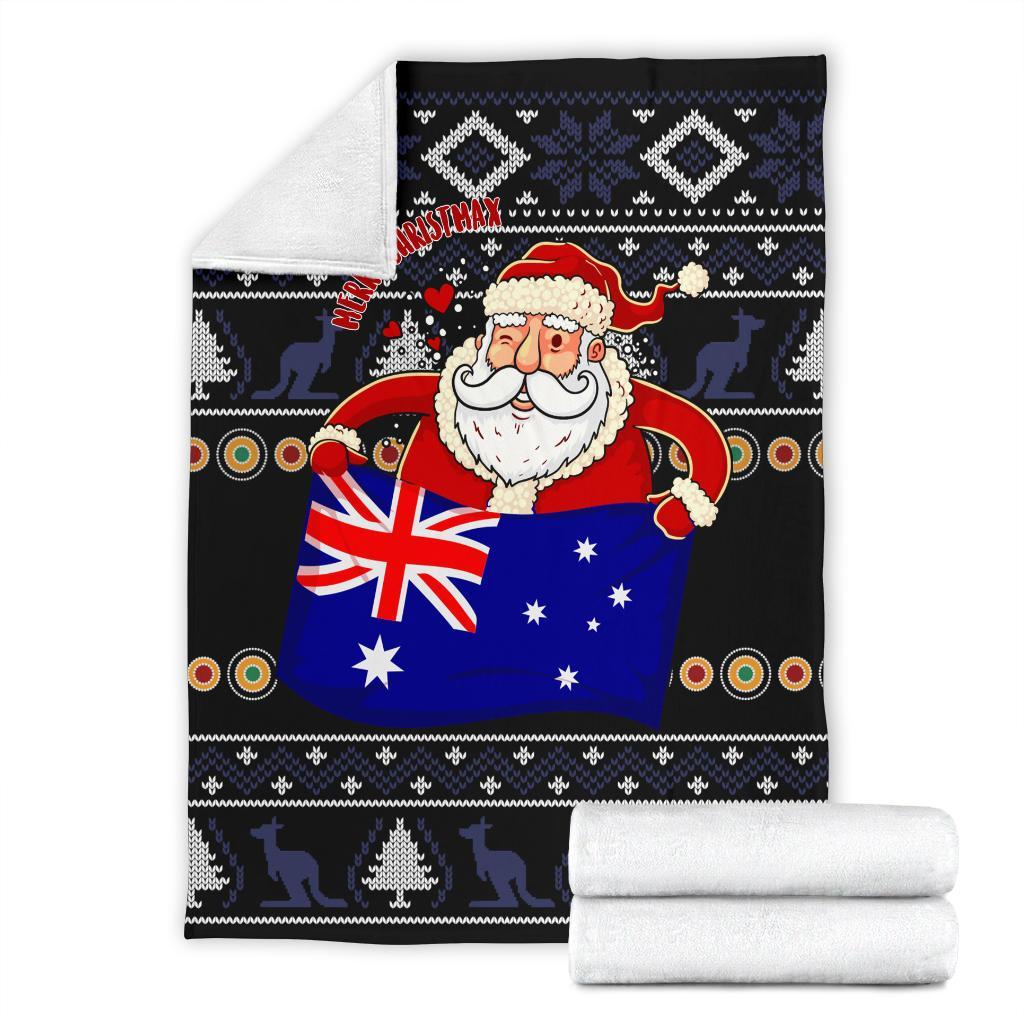 christmas-premium-blanket-australia-santa-claus-hold-the-flag-black