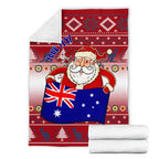 christmas-personalised-premium-blanket-australia-santa-claus-hold-the-flag-red