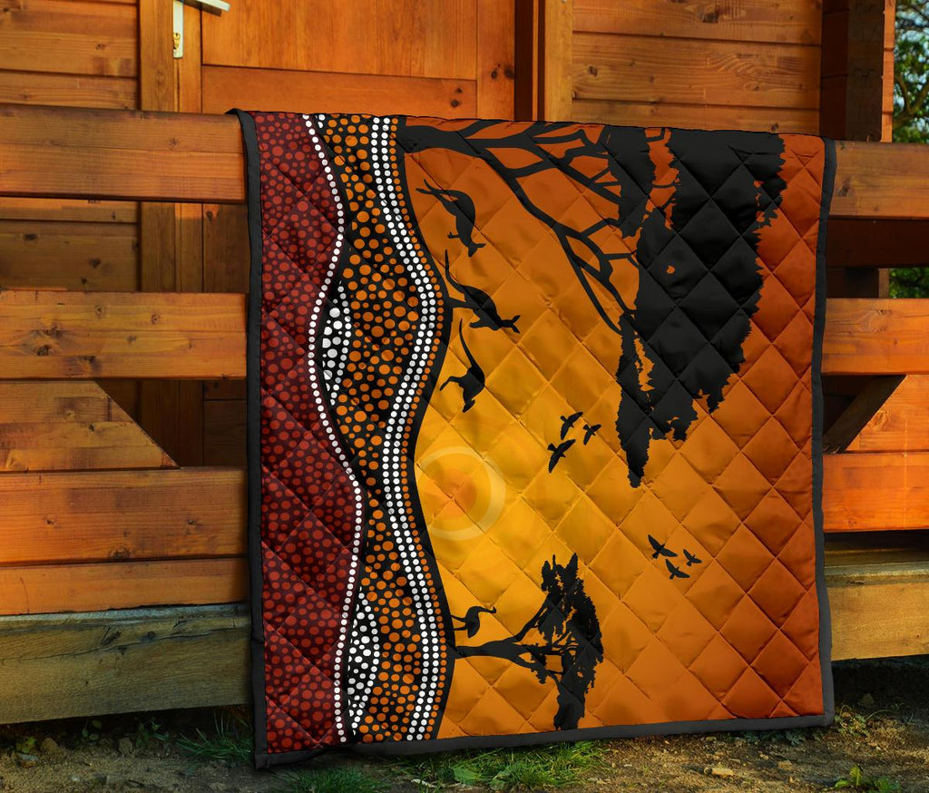 premium-quilts-kangaroo-coverlets-aboriginal-dot-painting-sunset