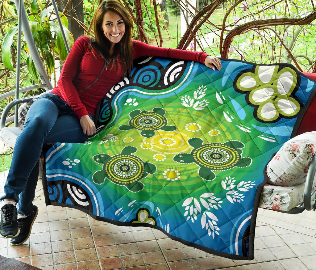 aboriginal-premium-quilt-indigenous-green-turtle