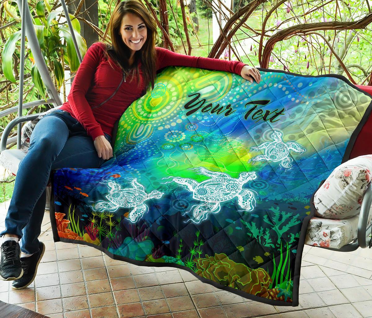 custom-text-aboriginal-premium-quilt-indigenous-turtle-ocean-dot-painting-art