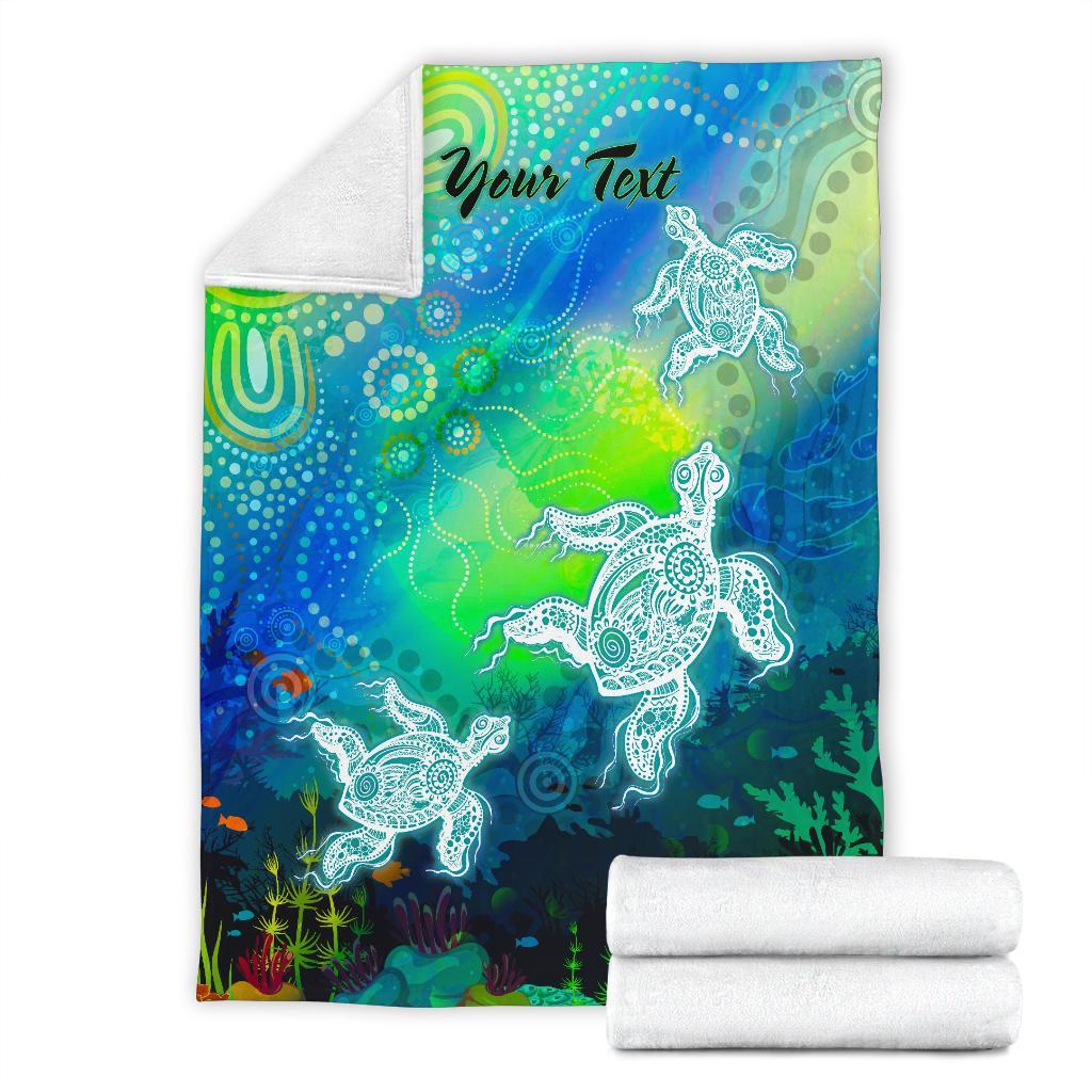 custom-text-aboriginal-premium-blanket-indigenous-turtle-ocean-dot-painting-art