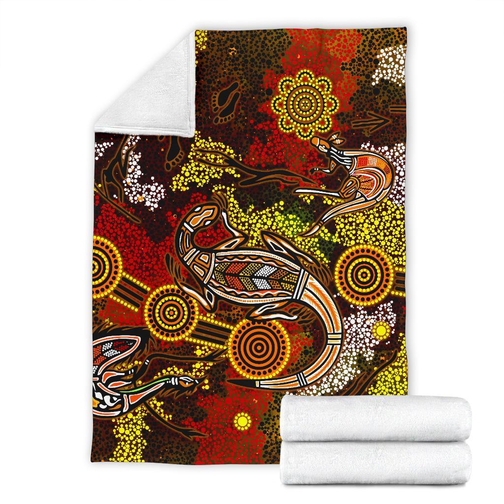 aboriginal-premium-blanket-kangaroo-and-lizard-dot-painting-art