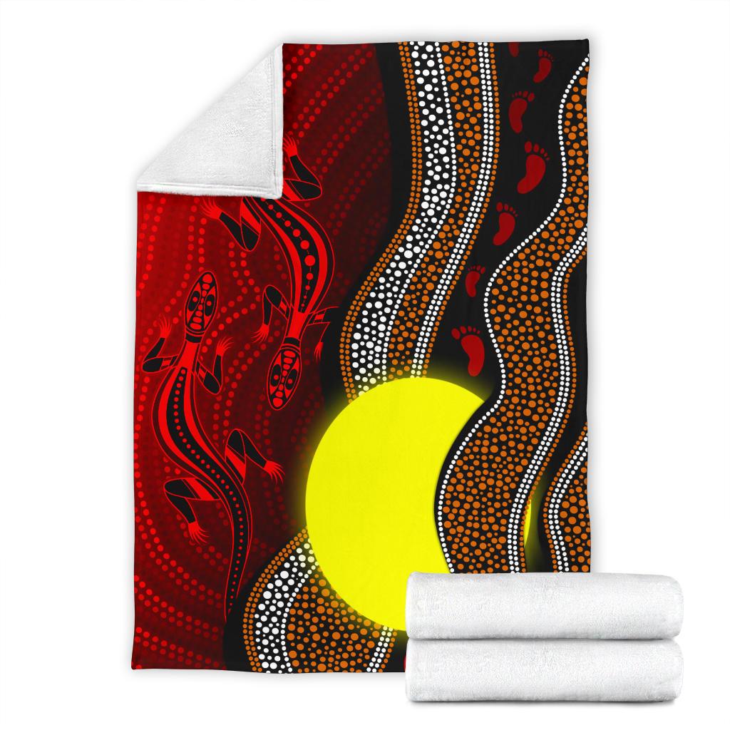 aboriginal-premium-blanket-aboriginal-flag-lizard-dot-painting-style