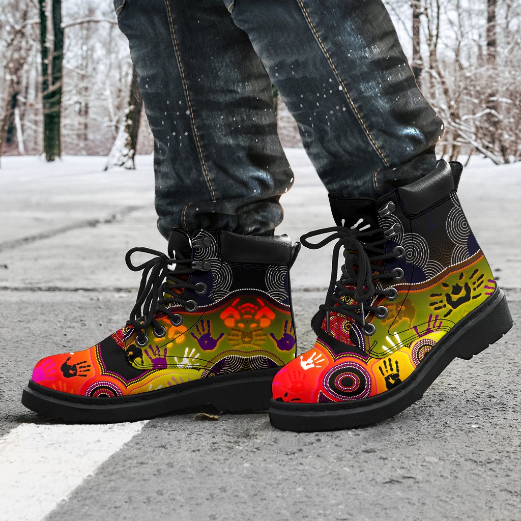 aboriginal-all-season-boots-indigenous-circle-dot-painting-hand-art
