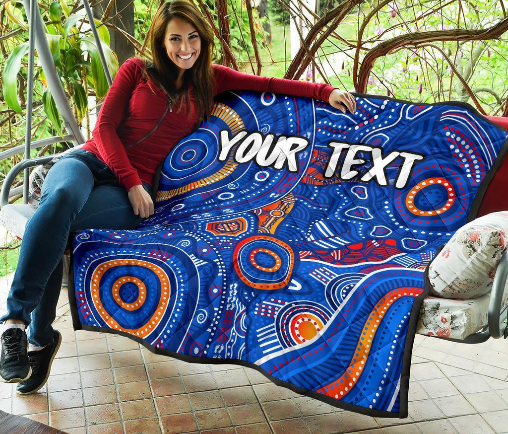 custom-text-aboriginal-premium-quilt-indigenous-footprint-patterns-blue-color