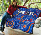 custom-text-aboriginal-premium-quilt-indigenous-footprint-patterns-blue-color