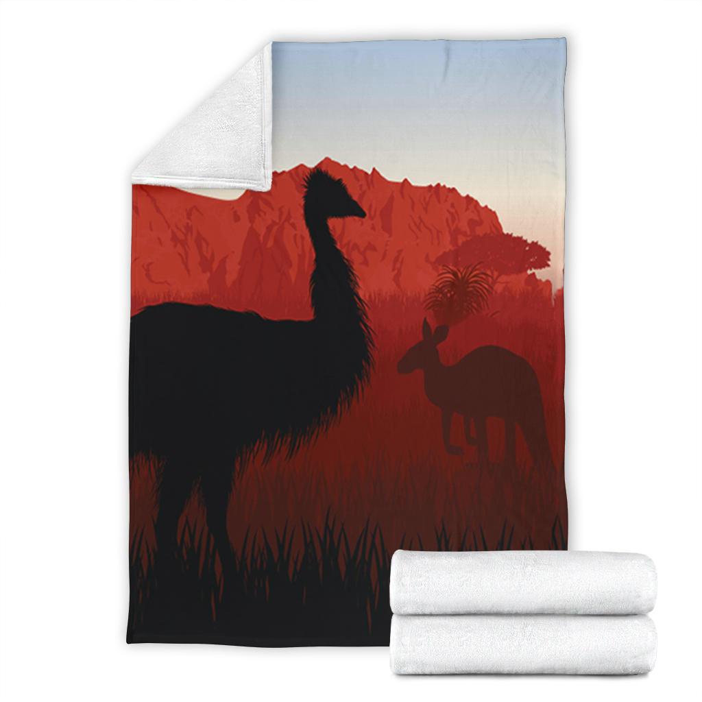 premium-blanket-australian-nature-with-emu-and-kangaroo