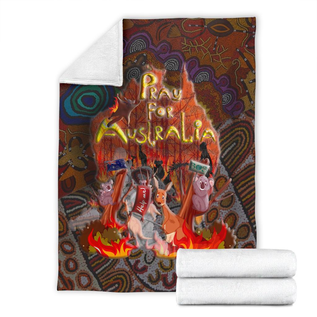 pray-for-australia-premium-blanket-aboriginal-pattern-love-australia