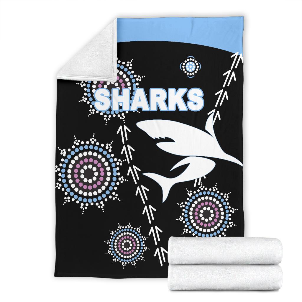 cronulla-premium-blanket-sharks-simple-indigenous-black