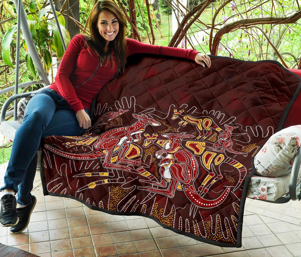 aboriginal-premium-quilt-kangaroo-family-with-hand-art