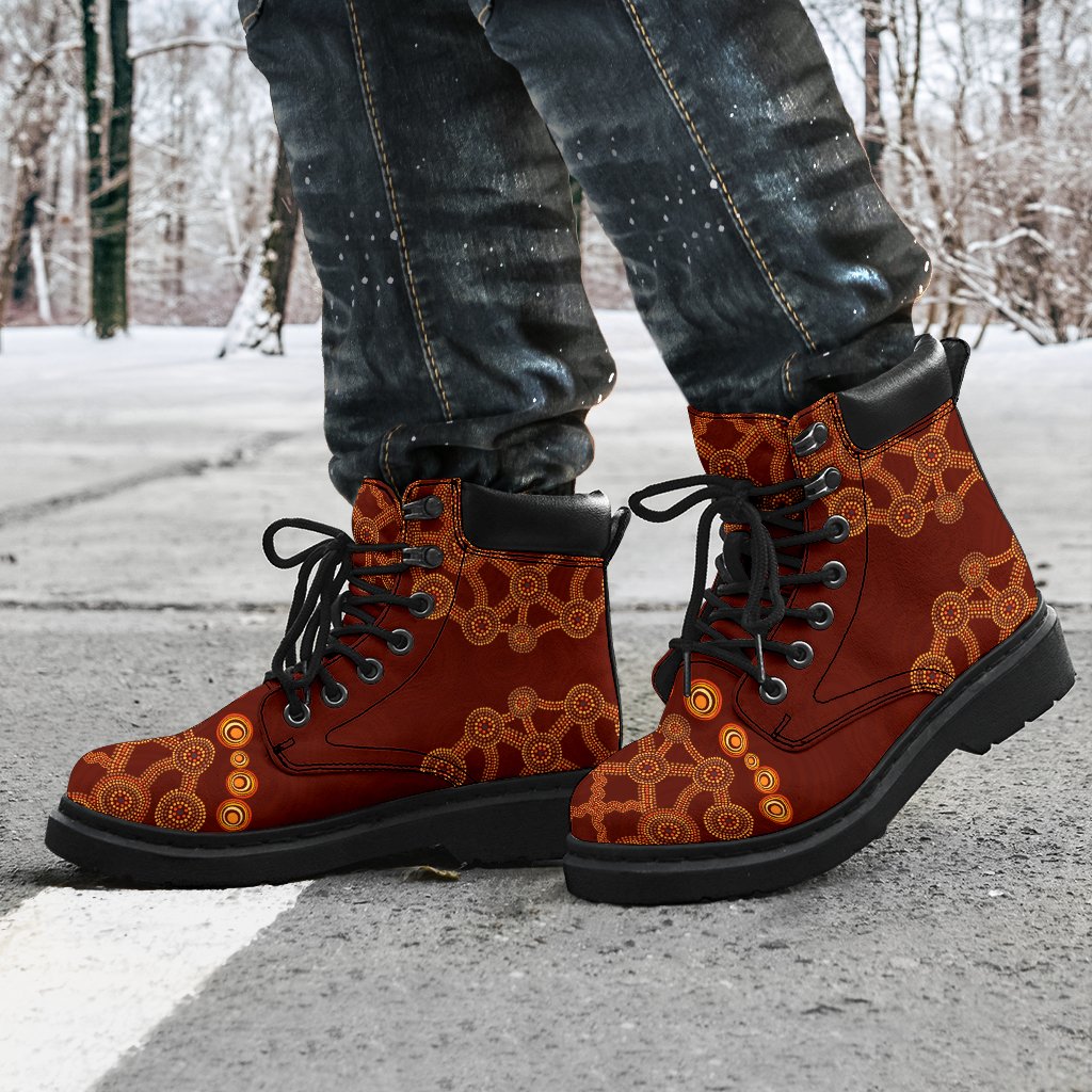 aboriginal-boots-circle-dot-painting-aussie-flowers-all-season