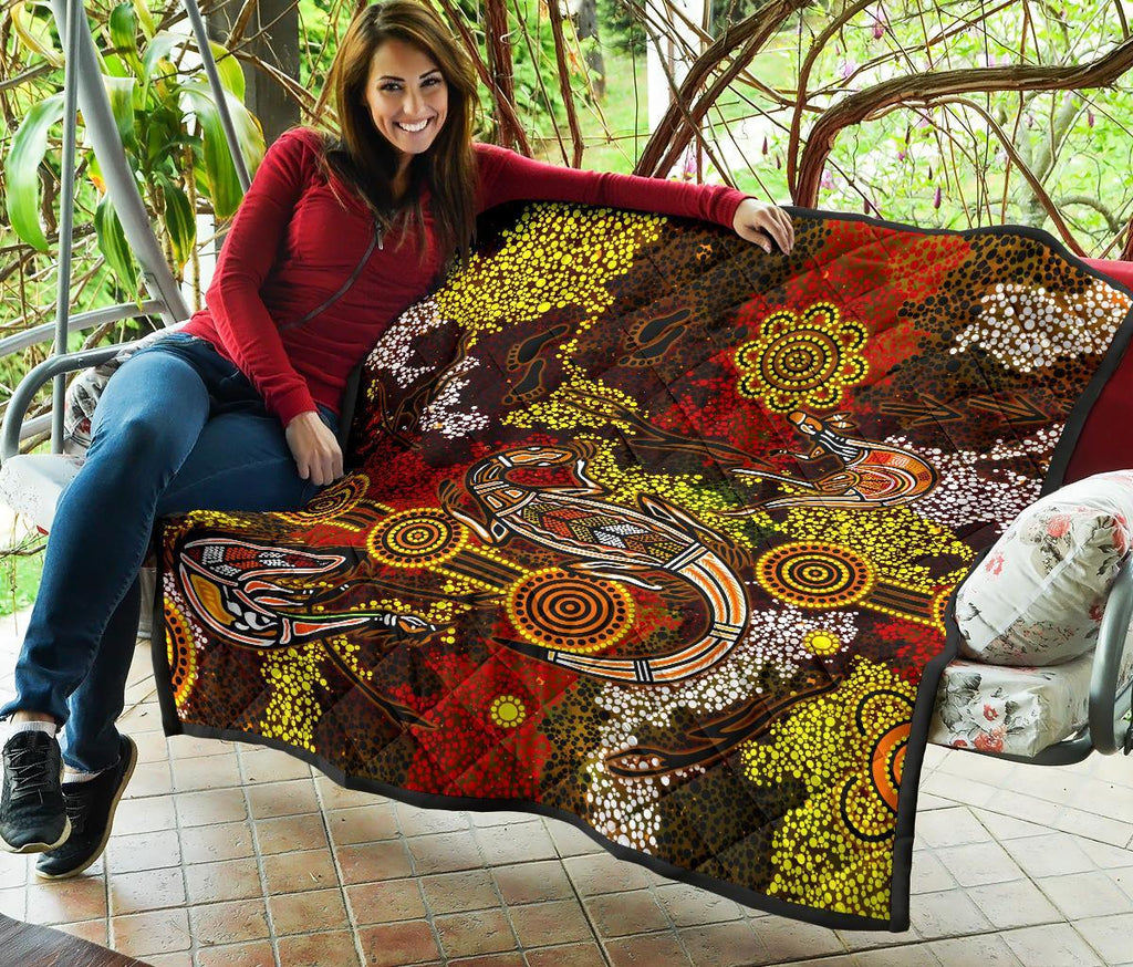 aboriginal-premium-quilt-kangaroo-and-lizard-dot-painting-art