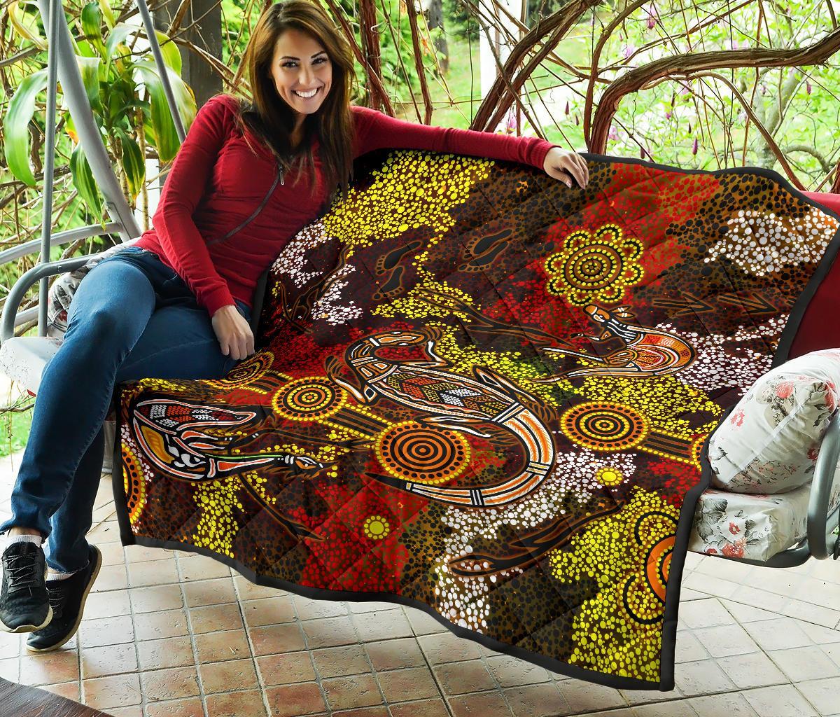 aboriginal-premium-quilt-kangaroo-and-lizard-dot-painting-art