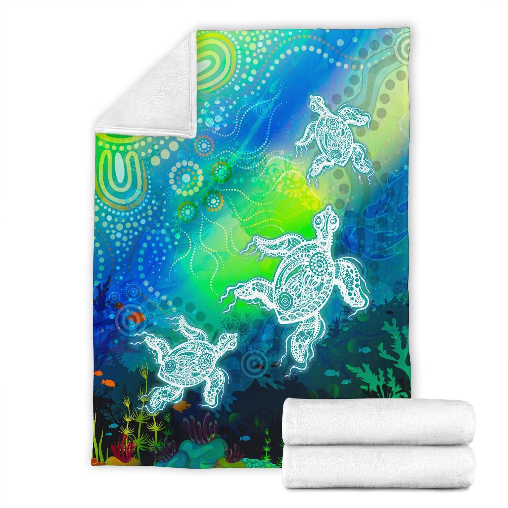 aboriginal-premium-blanket-indigenous-turtle-ocean-dot-painting-art